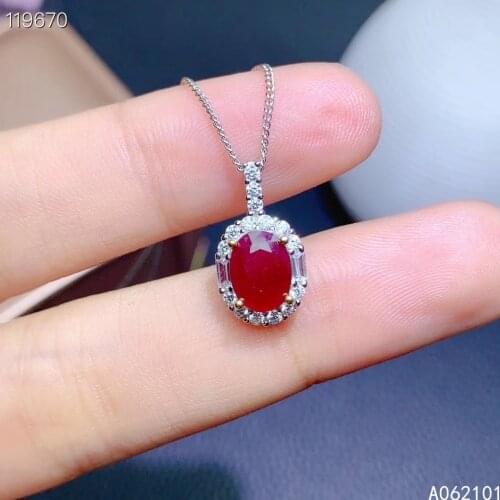 KJJEAXCMY fine Jewelry 925 Sterling Silver Natural Ruby Girl noble Pendant Necklace Support Test Chinese style hot selling