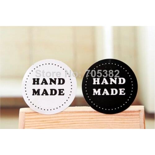 Round black and white handmade letter packaging label Adhesive Sticker(d-129)