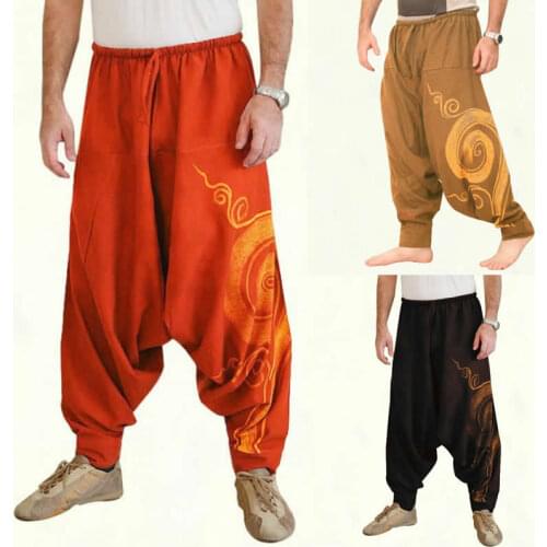 Men Baggy Harem Pants Festival Hip hop Boho Alibaba Harem Cross Pants Desert Trousers Casual Loose Pants Male Clothing