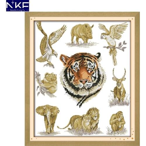 NKF The king of animals animal style needle craft cross stitch charts Chinese cross stitch kits for home decoration