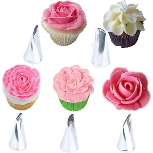 5Pcs/Set Stainless Steel DIY Craft Flower Rose Icing Piping Nozzles Cream Petal Pastry Cake Decorating Tips Cake Making Supplies