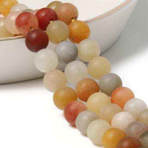 Natural Stone Matte Golden Silk Jades Quartz Round Loose Beads 15"inch 6 8 10 MM Pick Size For Jewelry Making Diy Bracelet