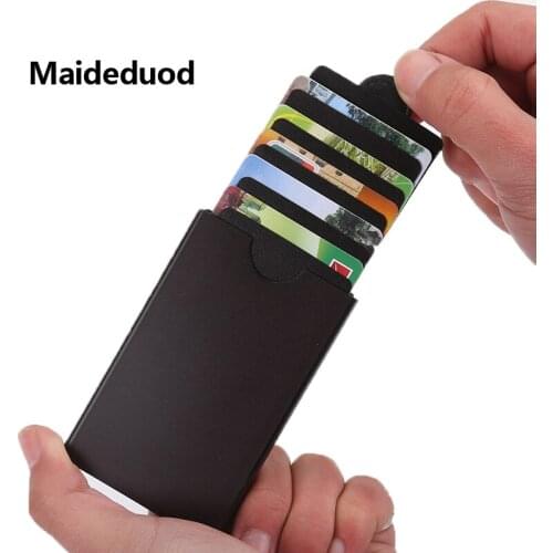 Maideduod2018 New women and men Drawing type Antitheft Card Holder Rfid Aluminium Credit Card Holder With Rfid Blockinng Mini