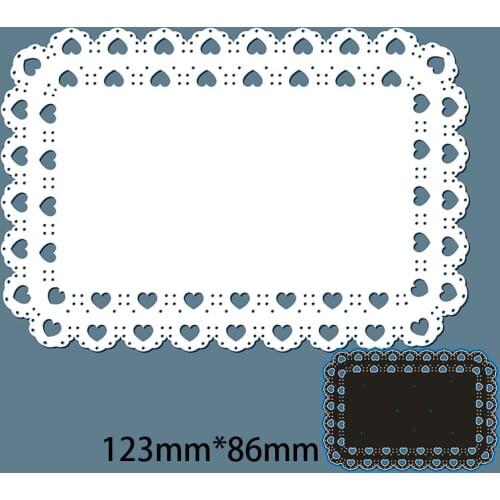 123*86mm heart lace rectangle new Metal Cutting Dies for card DIY Scrapbooking stencil Paper Craft Album template Dies