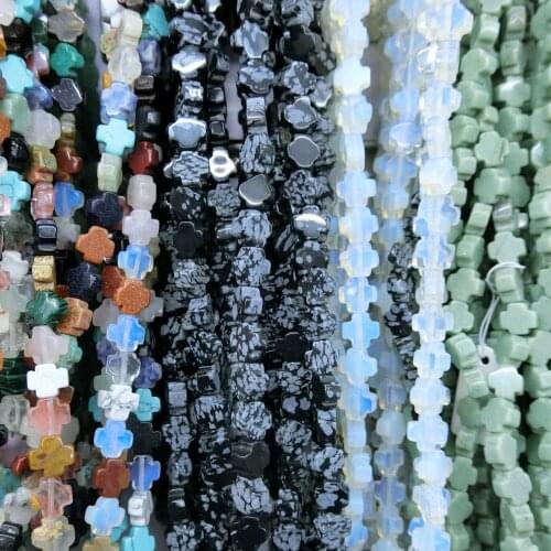 Wholesale 288pcs/lot Fashion Hot Sale Opal Natural Stone Beads Cross Charm Pendants For Jewelry Making DIY Earring Bracelet Free