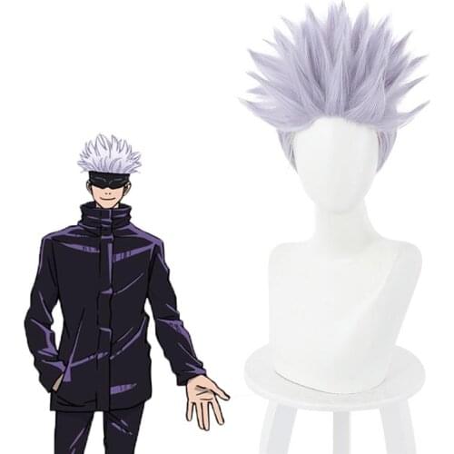 Anime Jujutsu Kaisen Yuji Itadori Cosplay Wigs Halloween Gojo Satoru Resistant Synthetic Hair With Cap For Women Mens