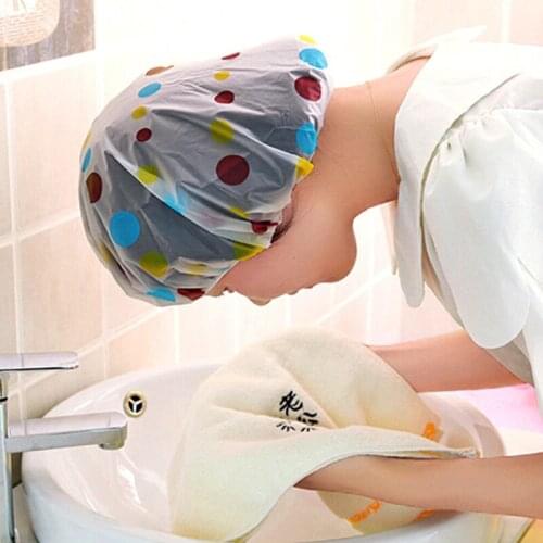 Print Waterproof Shower Cap Thicken Elastic Bath Hat Bathing Cap For Women Spa Bathing Accessory Hair Salon Bathroom Product