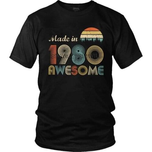 Retro Legends Are Born In 1980 T Shirts Men Short Sleeve 100% Cotton T-shirt 41st Birthday 41Years Old Tshirts Gift Idea