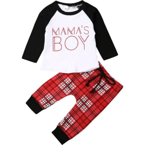 Christmas Clothes Newborn Baby Boy Autumn Clothes "MAMAS BOY" Tops T-shirt+Long Pants Outfits