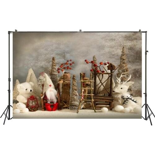 Christmas Backdrop Tree Noel Party Photography Backdrop Pictures Rustic White Bear Warm Background Photocall Photo Studio Prop