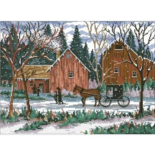 Snowy sunday patterns Counted Cross Stitch 11CT 14CT 18CT DIY Cross Stitch Kits Embroidery Needlework Sets home decor