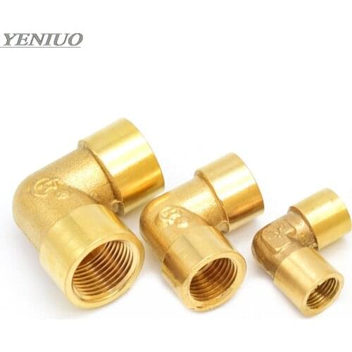 Female x Female Thread 1/8" 1/4" 3/8" 1/2" 3/4" 1" 90 Deg Brass Elbow Pipe Fitting Connector Coupler For Water Fuel Copper
