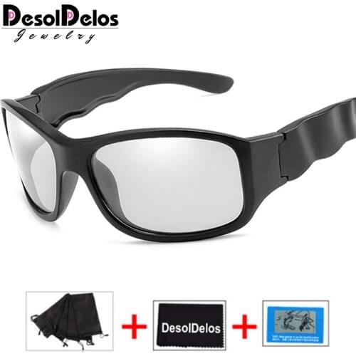Brand Design Photochromic Polarized Sunglasses Men Women Chameleon Discoloration Sun Glasses Square Driving Gafas Ciclismo D076