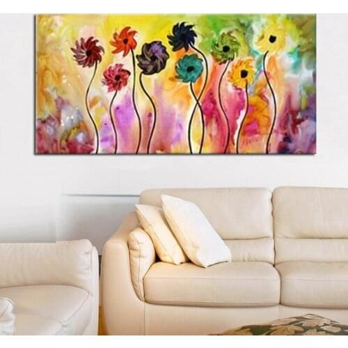 MODERN ABSTRACT HUGE WALL ART OIL PAINTING ON CANVAS 1P abstract flower 24x48inch free shipping