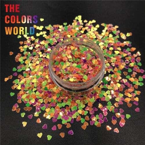 TCT-510 Luminous Glow In Dark Sequins Heart Nails Glitter Long Last Glowing Noctilucent brillan en la oscuridad lentejuelas DIY