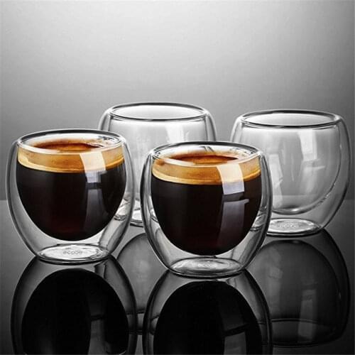 80/250/350/450ml Heat-resistant Double Wall Glass Cup Beer Espresso Coffee Cup Set Handmade Beer Mug Tea glass Cups Drinkware