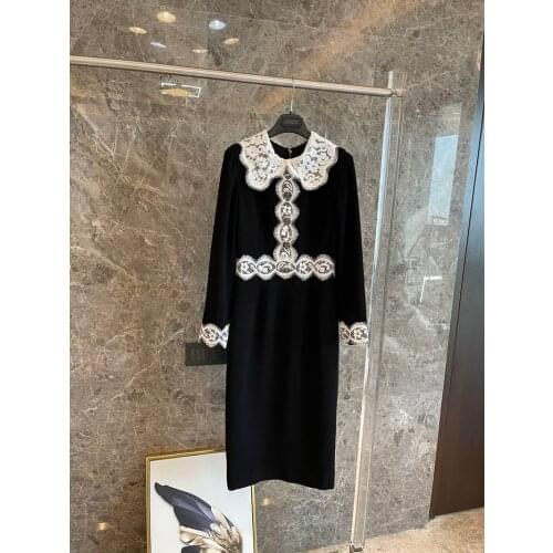 2020 womens lace collar long sleeve spring dress 1230