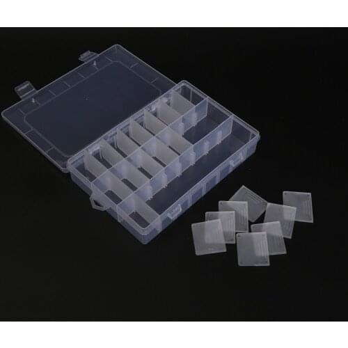 1 Pcs Hot Selling Detachable 24 Slots Plastic Storage Box Case Transparent Rectangle Organizer Beads Earring Jewelry Container
