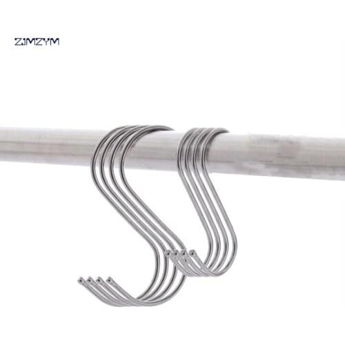 1pc Stainless Steel Practical Hooks S Shape Kitchen Railing S Hanger Hook Clasp Holder Hooks For Hanging Clothes Handbag Hook