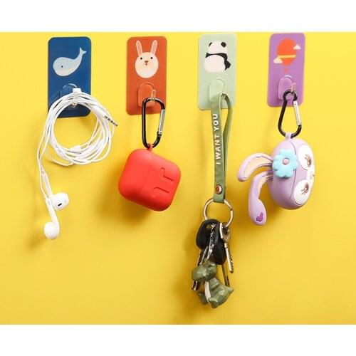 10pcs Key hook free punching strong viscose the wall seamless hanger storage creative cute hook home hook storage applianc