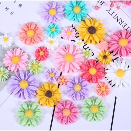 20pcs/lot Cute Resin Daisy Flower FlatBack Cabochon DIY Scrapbooking Craft/Wedding Decoration
