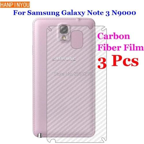 3 Pcs/Lot For Samsung Galaxy Note 3 III N9000 5.7" 3D Non-slip Clear Carbon Fiber Back Film Screen Protector Protective Sticker