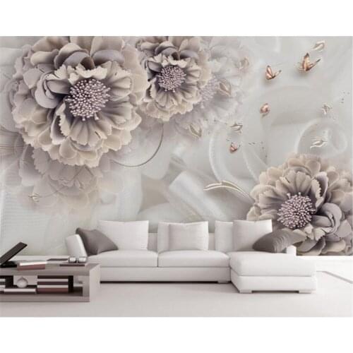 Beibehang Custom room indoor wall 3d wallpaper Fashion peony three-dimensional jewelry flowers TV background wall 3d wallpaper