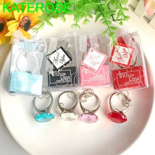 50PCS With This Ring Engagement Ring Keychain Wedding Favors Bridal Shower Events Souvenirs Party Keepsakes