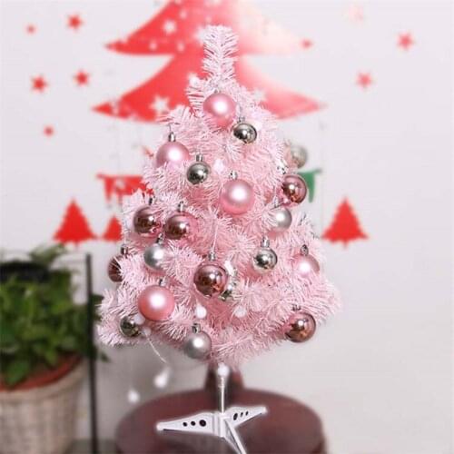 60cm New pink Small Christmas Tree Package Mini Desktop Decoration For Home Ornaments New Year Christmas Gift KK42