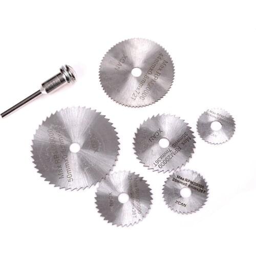 7pcs Mini HSS Circular Saw Blade Rotary Tool For Dremel Metal Cutter Power Tool Set Wood Cutting Discs Drill Mandrel Cutoff