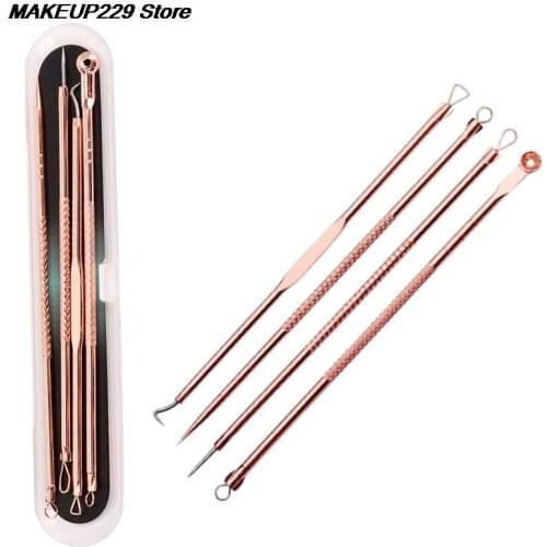 AACAR 5/4pcs/pack Stainless Steel Acne Pimple Spot Extractor Pore Cleanser Kit Blackhead Blemish Remover Face Skin Care Tools