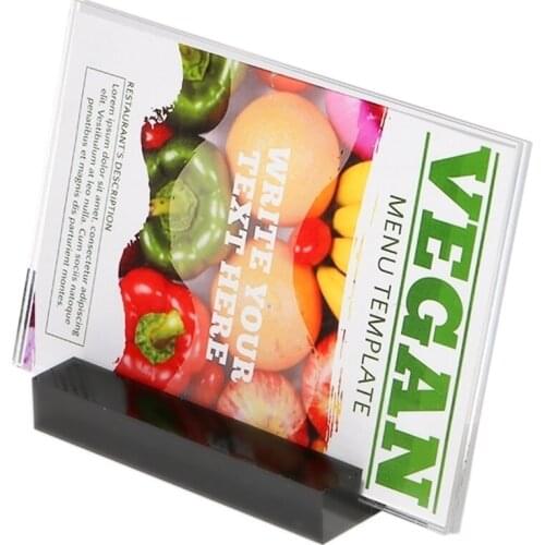 Acrylic 210x148mm A5 Sign Stand Table Label Holder Advertising Poster Photo Frame Paper Info Price Tag Display Billboard