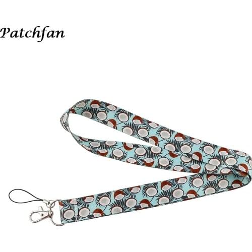 AD563 Patchfan Cartoon Coconut Keychain Phone Lanyard Fashion Strap Neck Lanyards ID Card Holder Keys Kids Gift