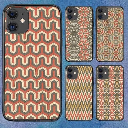 Retro Texture Geometry For iPhone 11 Case 6 Mini Pro XS Max X XR 11 8 Plus Luxur Soft TPU Airbag Cover 12Pro 11Pro 12Mini