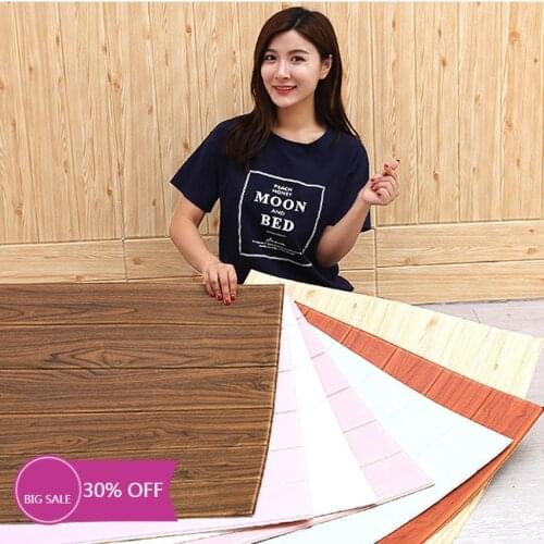 DIY Wood grain 3D Wall Sticker Living Room Home Decor PE Foam Waterproof Wall Covering Wallpaper For TV Background 3D Stickers