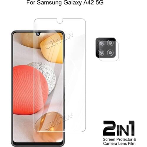 2 in 1 For Samsung Galaxy A42 5G Camera Lens Film & Screen Protector Guard Protective HD Tempered Glass Explosion Proof