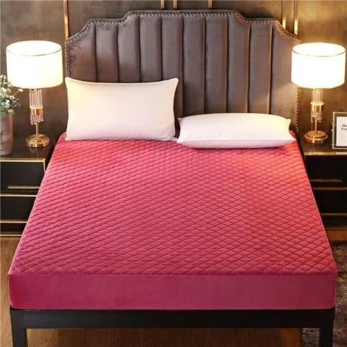 European Fine Flannel Quilted Mattress Cover Queen Size All-inclusive Warm Thicken Velvet Quilting Bed Pad Protector Cover