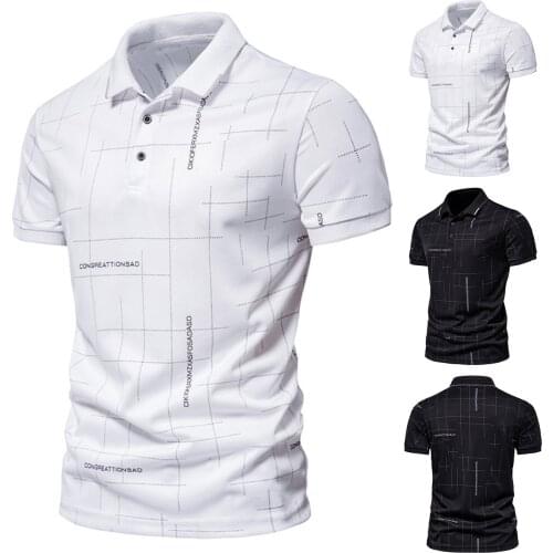 Polos Shirts Of Mens Summer Clothing Tops Tee Dotted Line Bronzing Print Slim Exercise Lapel Short Sleeve Футболка Мужская