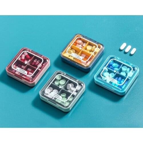 Portable 4 Grids Pill Box Small Tablet Medicine Storage Holder Splitter Organizer Vitamins Container Case for Women Mne D0UE