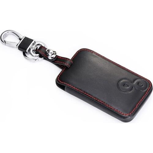 Leather Car Key Case holder bag For Renault Laguna Espace 2 Buttons Smart Keyless Remote Fob Protection Cover Keychain Bag