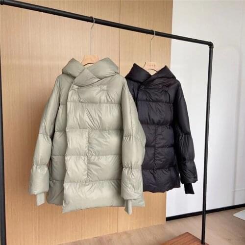 Short ladies down jacket Winter white duck down warm soft long-sleeved hooded winter ladies jacket