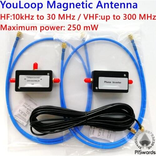 YouLoop Magnetic Antenna 250mW Portable Passive Magnetic Loop Antenna with Low Loss Broadband BALUN for HF and VHF
