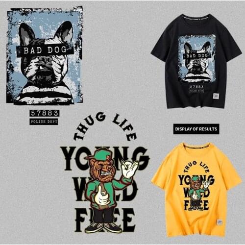 Fashion Animal French Bulldog Heat Transfer Vinyl Patch DIY Clothes Iron On Poodle Washable Stickers For T-Shirt Decoration