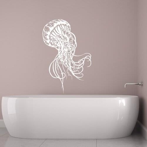 Jellyfish Wall Sticker Sea Ocean Theme Bathrroom Decoration Sea Animal Jellyfish Vinyl Wall Decals Removable Wall Mural AZ808