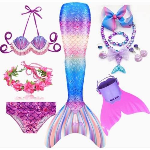 2021 NEW Children Mermaid Tails Swimming Party Cosplay Costumes Halloween Little Mermaid Girls Bathing Suit Swimsuit Bikini Set