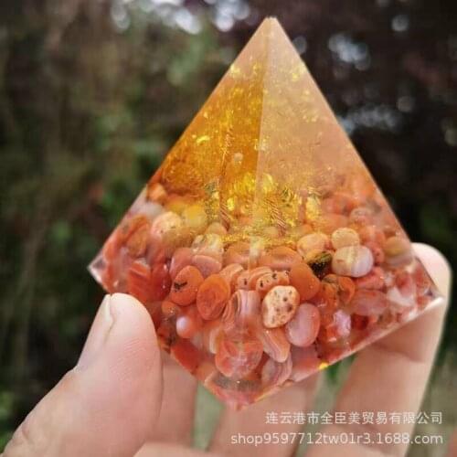 Aogan Natural Topaz Tree of Life Pyramid Paper Town Center Energy Pyramid Home Feng Shui Reiki Energy Pyramid Purification Decor