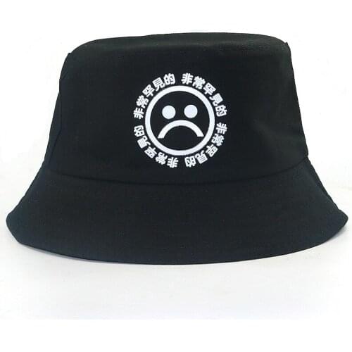 High quality unisex cotton sad boy bucket hat travel cap women men fisherman hats casual caps fashion hat black fashion Panama