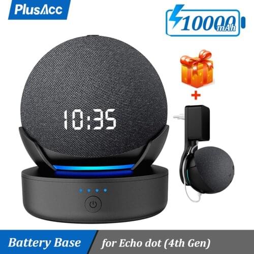 PlusAcc 10000mAh Portable Battery Base For Amazon Alexa Echo Dot 4 4th Gen Docking Station for Alexa Smart Speaker Charger Stand