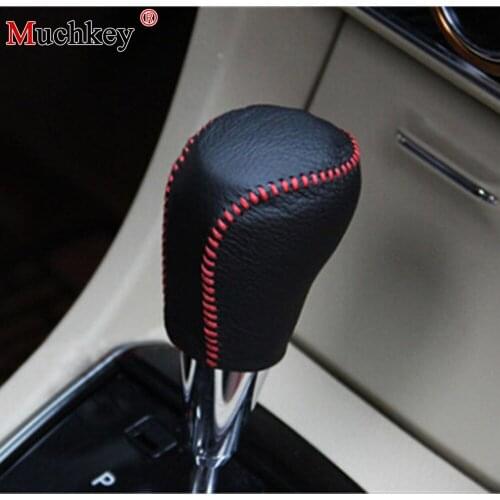 Fit For Toyota Corolla 2014 2015 AT Sew-On Leather Car Gear Stick Shift Shifter Lever Knob Cover car styling 1pc