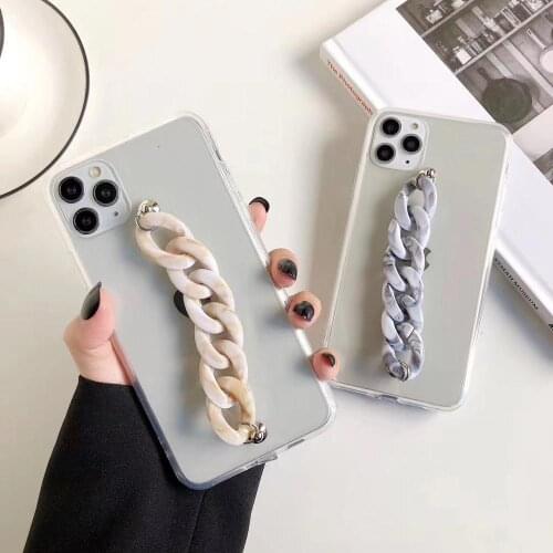 Marble Wristband Chain Clear Phone Case For iPhone 12 11PRO X XR XS Max 6S 7 8 Plus Soft Luxury fashion Cover for Samsung S8
